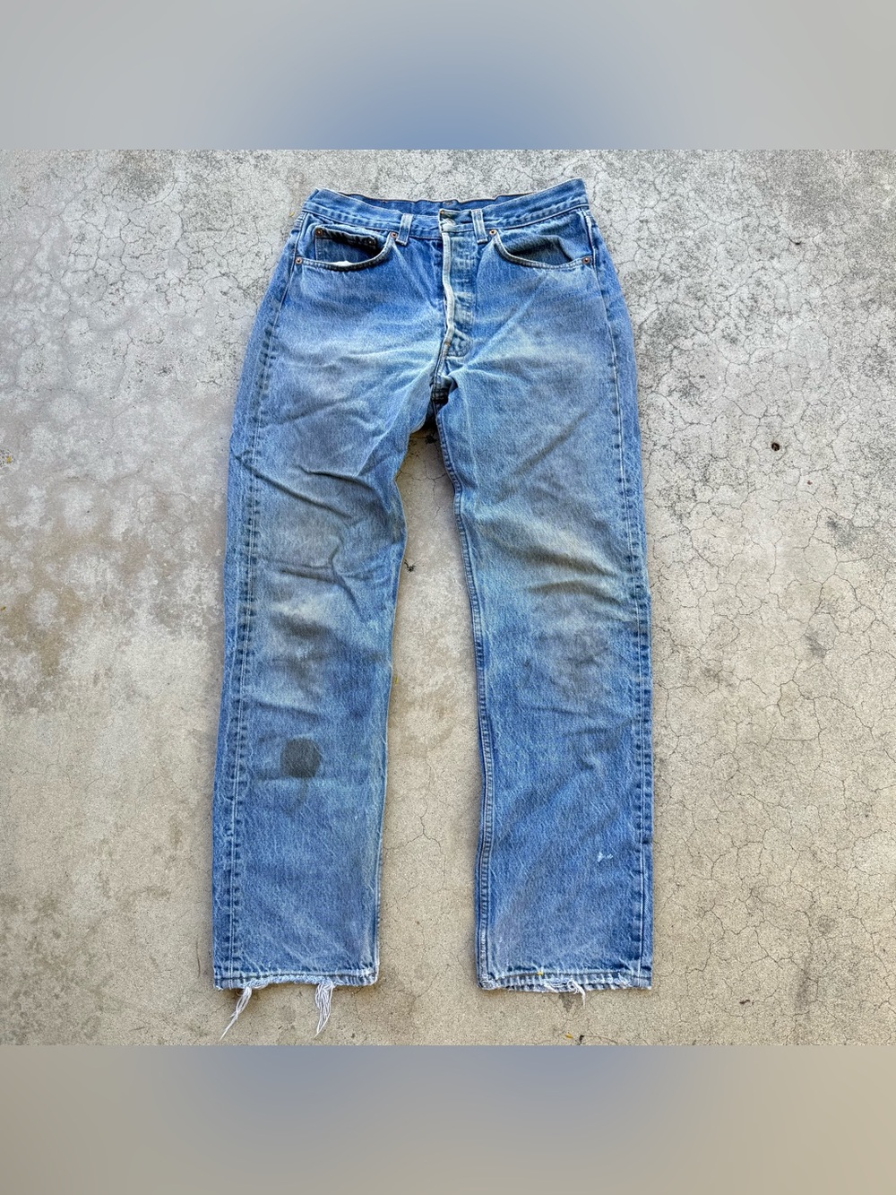 Vintage Distressed 80’s Levi’s 501 Light Blue Wash Denim Jeans 27x29